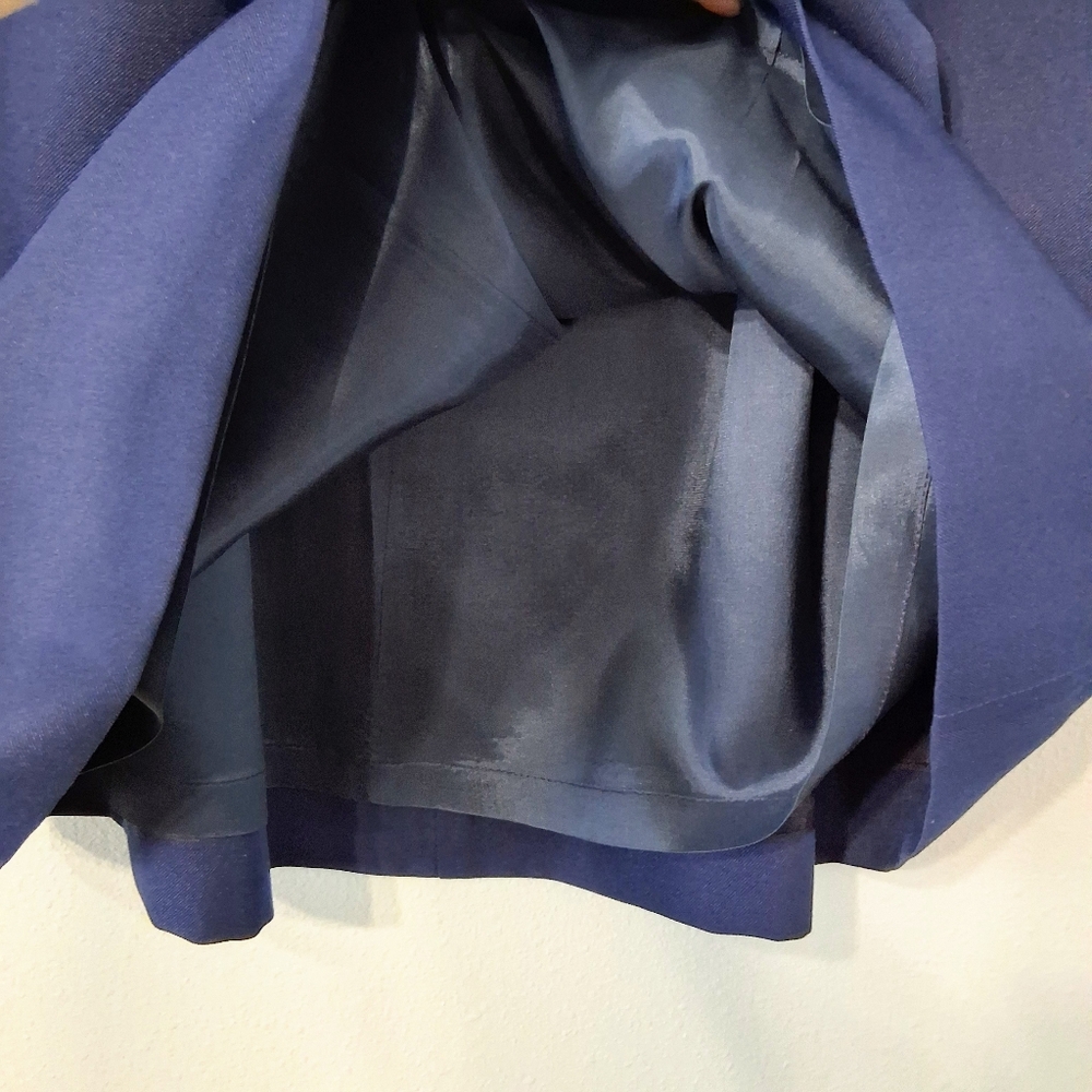 Vintage Givenchy Skirt Navy Blue A-line Midi Lined Zipper Button Closure Pockets - Picture 6 of 16